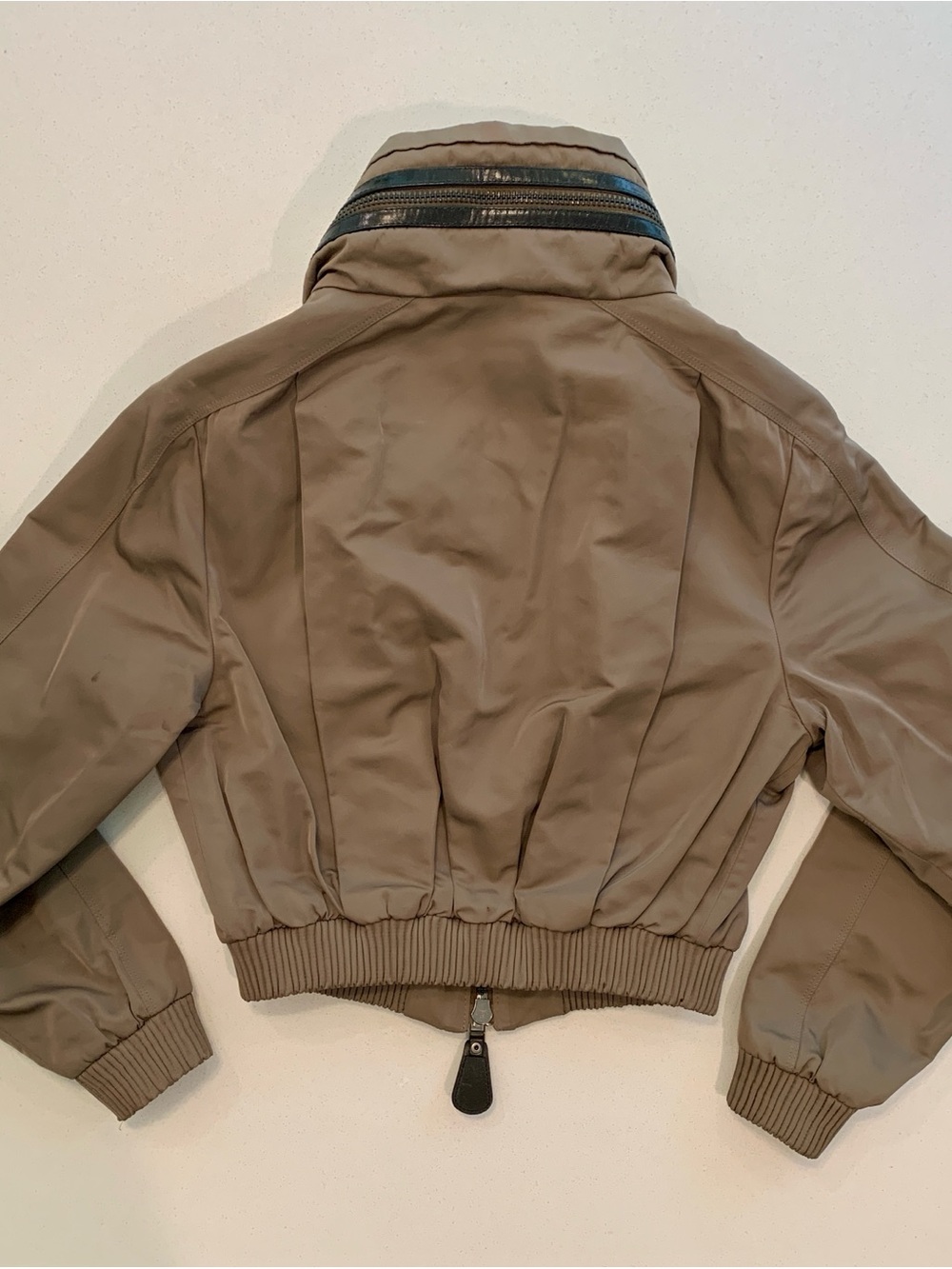Women's Burberry London Leather-Trimmed Cropped Tech-Nylon Bomber Jacket (FW13) - Picture 2 of 14